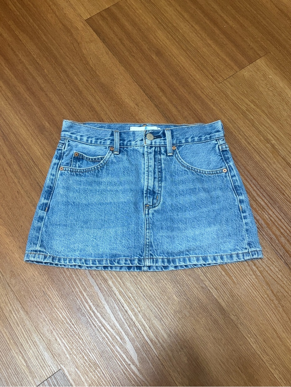 Denim Forum by Aritzia '90s Ricci Denim Micro Mini Skirt 12inches Size 0/XS/24